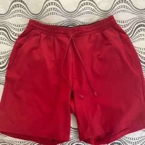 Red lululemon 5 inch shorts linerless